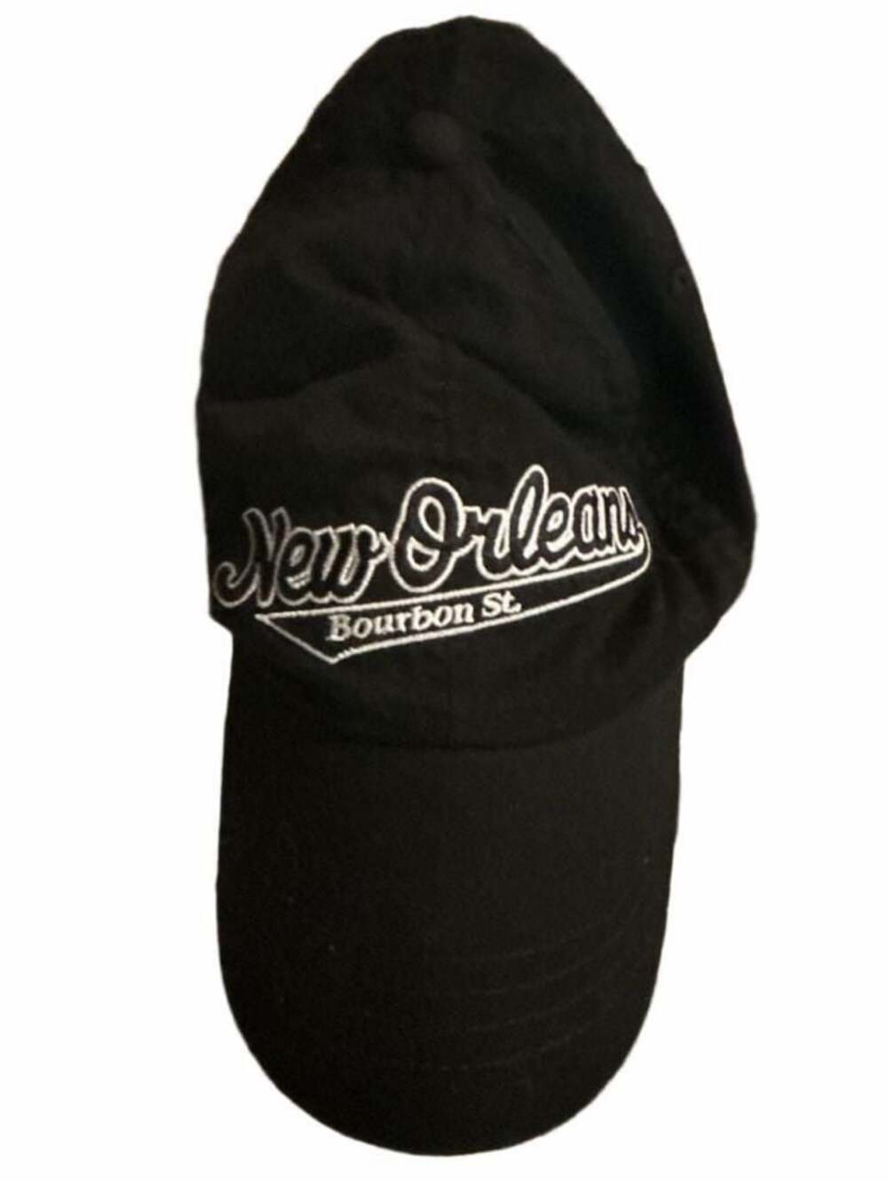New Orleans Bourbon Street Black Embroidered Baseball Cap Hat Adjustable Souveni